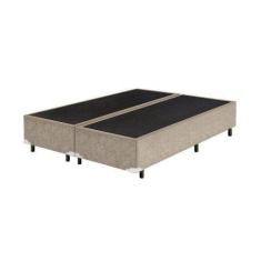 Cama Box Casal Bipartido Suede Bege - 27x138x188 - Lordcolchoes