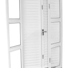 Porta Balcão de Aço Laminada 215x120cm com Vidro Ideal Crv Esquadrias Branco