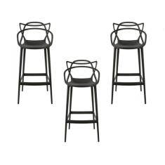 KIT C|3 Banqueta média Masters Allegra - 66 cm - Preto