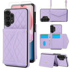 Asuwish Capa de celular para Samsung Galaxy A32 4G 6,4 polegadas carteira celular com protetor de tela de vidro temperado bloqueio RFID suporte de cartão de crédito alça transversal A 32 32A S32 G4