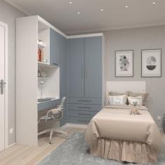 Guarda Roupa Dormitório Modulado Alpes Solteiro Canto c/ Bancada de Es