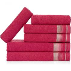 Jogo De Toalhas Luxury Soft Beka 360 G m² 2 Banho + 2 Rosto + 2 Piso Luxo Cereja