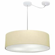 Lustre Pendente Cilíndrico Com Desvio Md-4265 Cúpula em Tecido 60x15cm Algodão Crú - Bivolt
