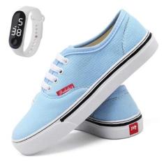 Tenis Polo Cano Baixo Kit Com Relogio Skateboard Casual Feminino-Feminino