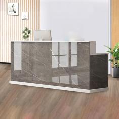 Mesa de recepção de escritório, mesa de recepção moderna, balcão de caixa com balcão, balcão de recepção com gavetas bloqueáveis, vem com armários, adequado para recepção de salão, recepção da
