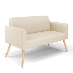 Sofá Namoradeira Pés Palito Natural Marisa Linho Bege A19 D03 - D'rossi