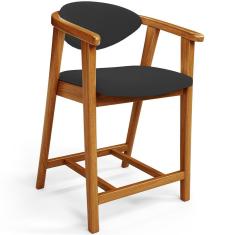 Banqueta Baixa Para Cozinha Sala De Jantar Bancada Cecília L02 Suede Preto - Lyam Decor