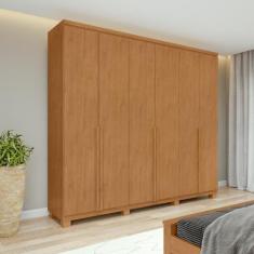 Guarda-Roupa Casal Alonzo 6 Portas 4 Gavetas Amêndoa Clean - Móveis Lo