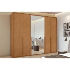 Guarda Roupa Casal Imperatore Amêndoa 6 Portas de Abrir 6 Gavetas 100% MDF Espelho Interno Lopas