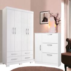 Guarda Roupa e Sapateira Coutos 6 Portas 4 Gavetas MDP Branco Casah