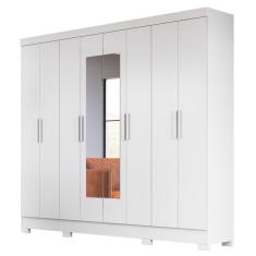 Guarda Roupa Casal 8 Portas Branco 4 Gavetas Ágata M07 MDP com Espelho Mpozenato