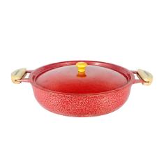 Frigideira Alumínio Fundido Craqueada Alça Meia Lua Vermelha 30cm