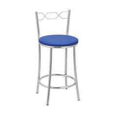 Kit 2 Banquetas Cromadas BC51C de Metal e Assento Espuma D15 Treparoni - Azul