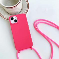 Capa de telefone de silicone fosco com cordão transversal para iPhone 14 7 8 Plus 13 12 11 Pro XS Max X XR SE 2 3 Capa de TPU macia de cor sólida, rosa vermelha, para iphone 14
