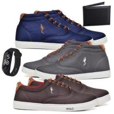 Kit 3 Tênis Casual + Acessórios Macio Confortável Dia a Dia-Masculino