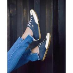 Tênis Feminino Azul Marinho Mocatênis Confortável Couro Legítimo-Feminino