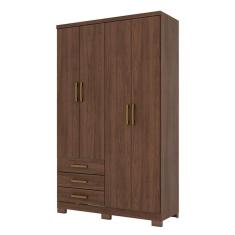 Guarda Roupa Solteiro City 4 Portas Castanho - Henn