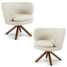 Kit 02 Poltronas Decorativas Melissa Base Giromad Giratória B-309 Velu