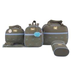 Bolsa maternidade 5 peças estrela cinza c/ azul - Let Baby Bolsas de M