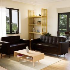Conjunto Sofá 3 e 2 Lugares material sintético Vitrola - Montreal