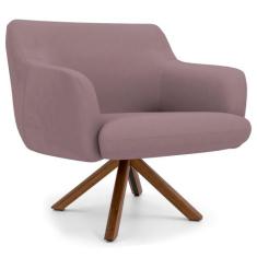 Poltrona Decorativa Giratória Base Giromad Madeira Jade B-305 Veludo R