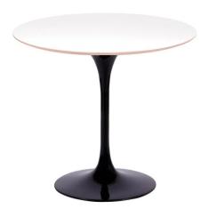 Mesa Saarinen Redonda Fórmica Branca 137cm - Base Preta - mgsaarinen