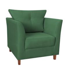 Poltrona Decorativa Isis Pés de Madeira Suede Verde - DS Estofados - E