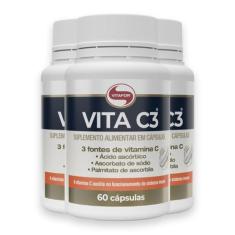Kit 3 Vita C3 Vitamina C Vitafor 60 Cápsulas