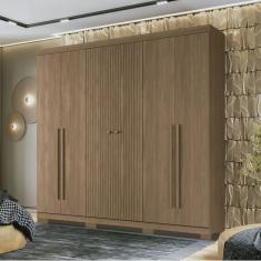 Guarda Roupa Casal Ripado 6 Portas 4 Gavetas Antony com Pés