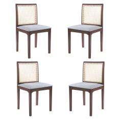 Kit 4 Cadeira Sala de Jantar Steve Amêndoa Gran Belo