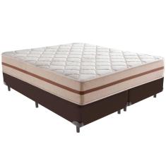 Cama Box Marrom E Colchão Classic 26 Cm Molas Ensacadas King