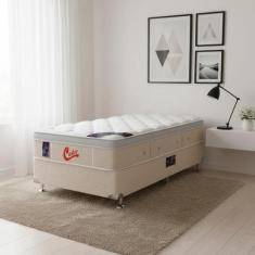 Cama Box + Colchão Castor Solteiro Vitagel Euro One Face Pocket 88x188