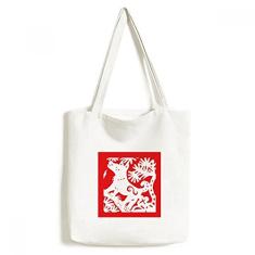 Bolsa de lona com estampa de animal do zodíaco chinês, bolsa de compras, bolsa casual