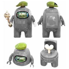 Boneco Blocos De Montar Among Of Us Skin Impostor Cinza