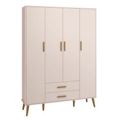 Guarda-Roupa Retrô 4 Portas Isis Rosa Fosco - MoveisAqui