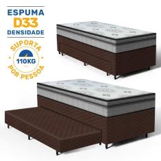 Cama Box com Colchao Espuma D33 Pillow In Anjos Ortosleep + Auxiliar de Espuma Unique Solteiro 88cm