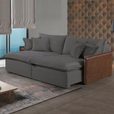 Sofá 2 Lugares Retratil 174cm M160 Linho/cinza Escuro