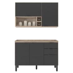 Cozinha Modulada Composição 11 Firenze 2 Peças Avena/Grafito - Demóbil