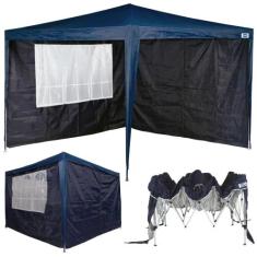 Kit Gazebo Tenda Sanfonada Praia 3X3 M X-Flex + 2 Paredes Oxford  Mor