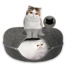 Cama de túnel Donut Cat Peekaboo para gatos grandes de até 13,6 kg, casa de barraca interativa para vários gatos, removível, resistente a arranhões, com uma janela de espiada