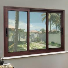 Janela Elite 3 Folhas Moveis Sequenciais 120 X 240 Vidro Liso Corten