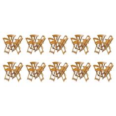 Kit 10 Jogos de Mesa Bistrô de Madeira Dobrável com 3 Banquetas - Caramelo
