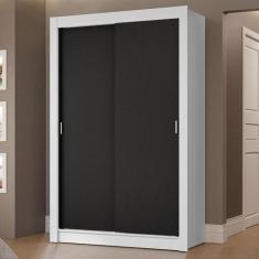 Guarda-Roupa Solteiro 2 Portas de Correr 2 Gavetas Branco/Preto Vivare