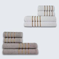 Jogo De Toalhas 8 Pe?a Cole??o Montreal 100% Algod?o Branco+cinza