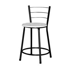 Banqueta Baixa Assento Ratan Preta Cristal - Lamar Design, Laca branca