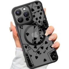 SEXYMOM Capa magnética para iPhone 15 Pro - compatível com carregamento sem fio, capa militar testada contra quedas, design floral fofo para mulheres e meninas, capa de telefone fosca translúcida de