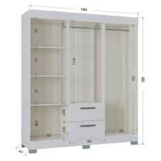 Guarda Roupa Casal Tóquio 6 Portas com Armário Multiuso 2 Portas Pequeno Branco Brilho - Poquema