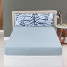 Jogo de Lençol Super King com Elástico e Fronha em Malha 100% Algodão 