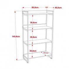 Conjunto Home Office 2 Peças Com 1 Escrivaninha Em L E 1 Estante Com 4 Prateleiras Kuadra Compace Carvalho