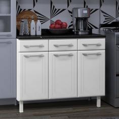 Balcão De Cozinha Em Aço Triplo Com Tampo Topázio Telasul Branco